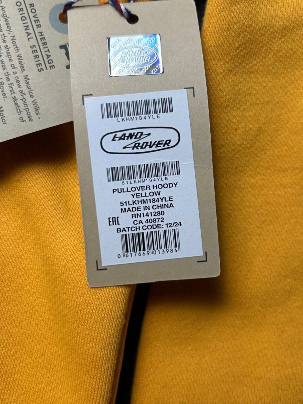 Mens Land Rover X Red Canoe Heritage Pullover Hoody L Yellow Graphic Logo - Picture 5 of 8